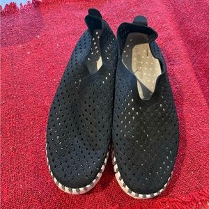 Black Perforated Slip-On Shoes
